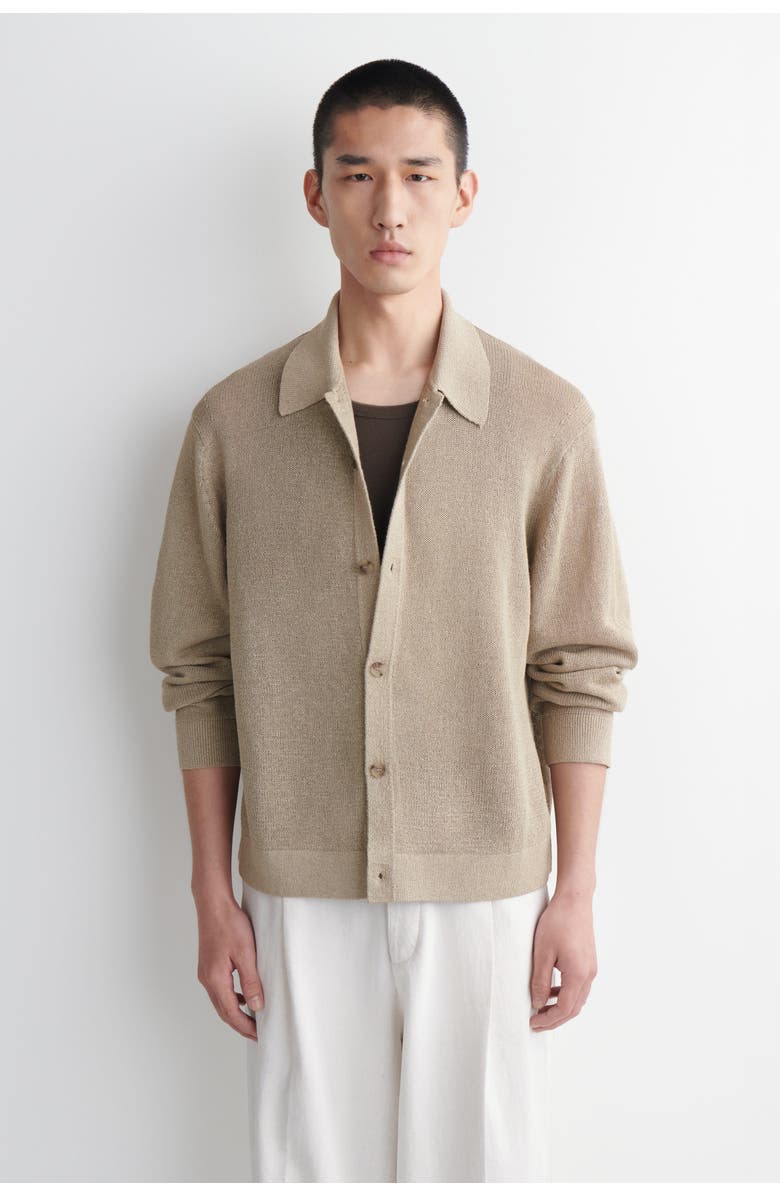 COS Knitted Cotton-paper Cardigan, Main, color, Beige