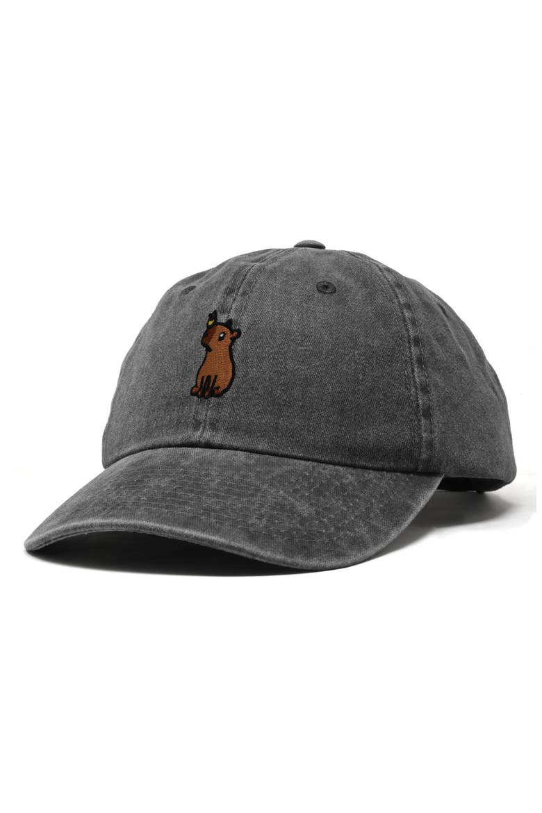 Capybara Embroidered Everyday Hat, Alternate, color, Washed Black