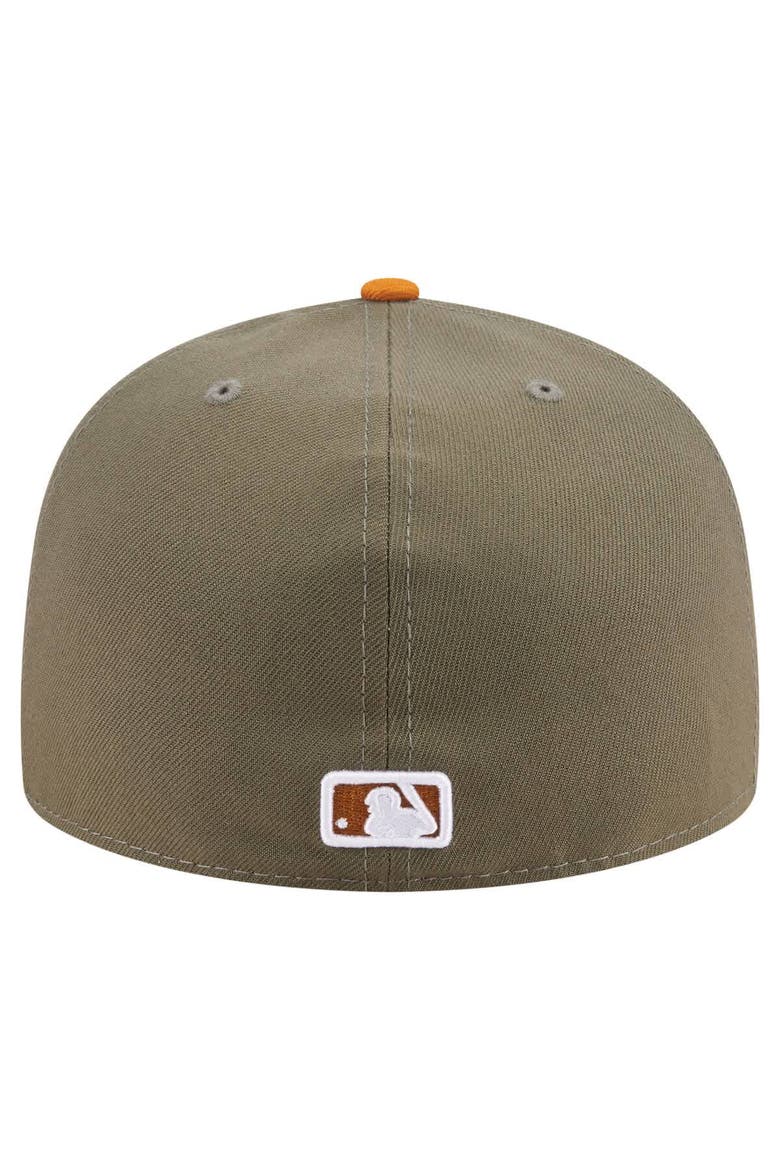 Men's New Era Olive/Orange San Diego Padres Two-Tone Color Pack A-Frame 59FIFTY Fitted Hat, Alternate, color, Olive