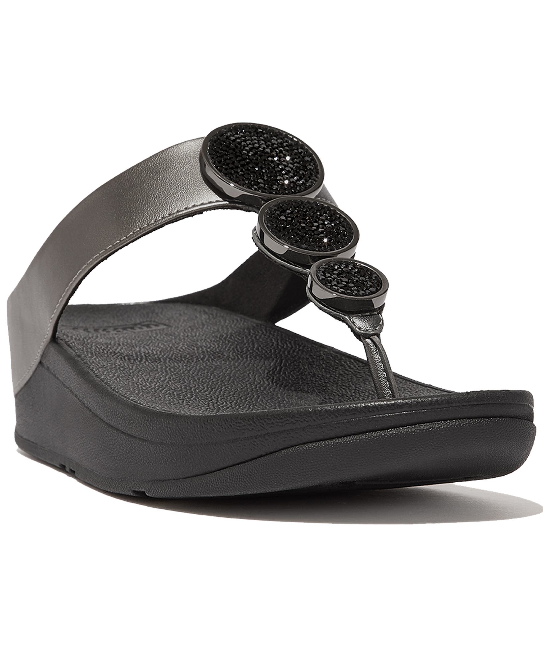 FitFlop Halo Bead Circle Met Sandal, Main, color, Pewter Black