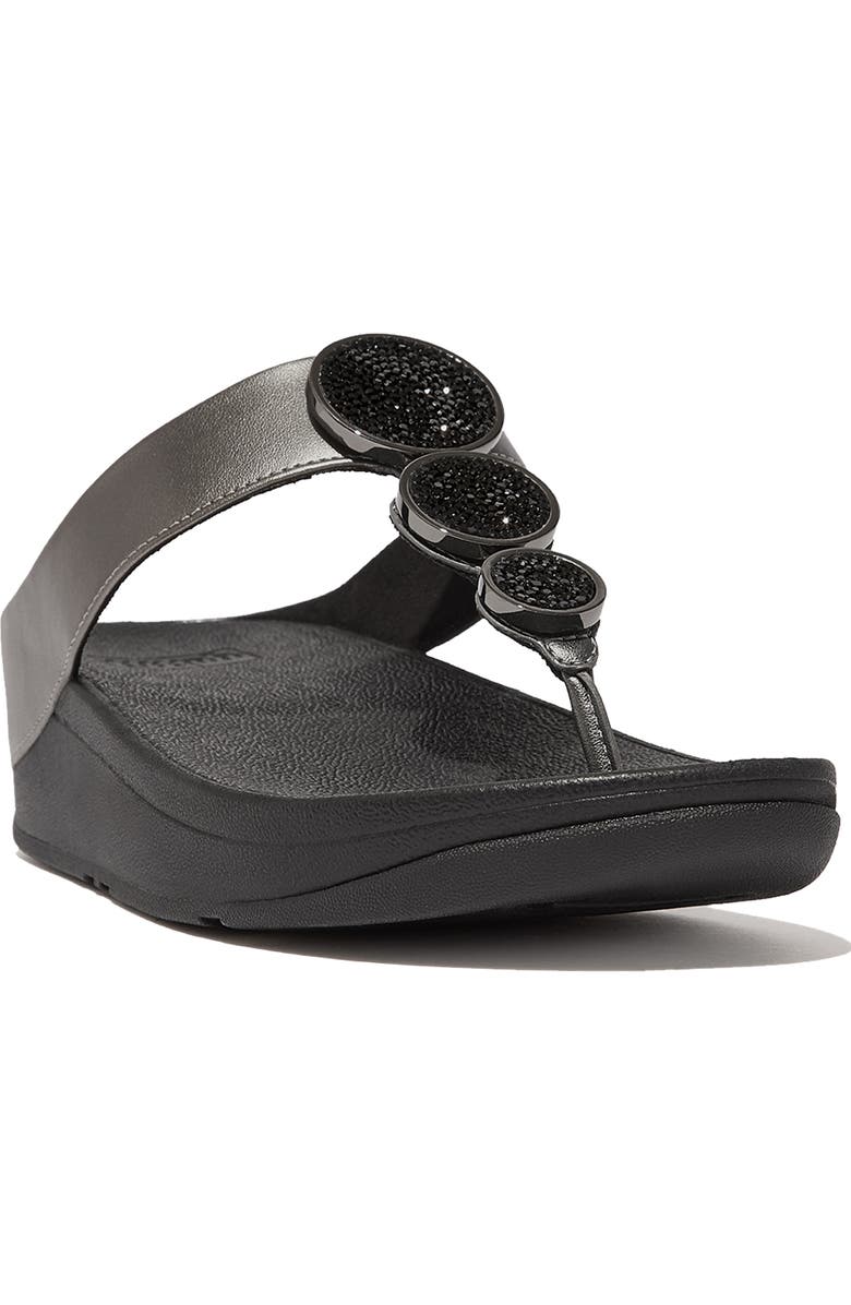 FitFlop Halo Bead Circle Met Sandal, Main, color, Pewter Black