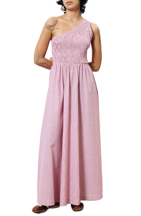 Smocked One-Shoulder Maxi Dress