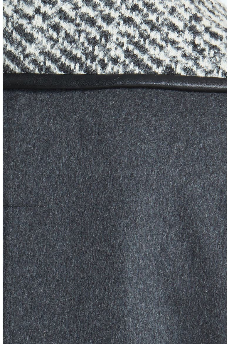 Faux Leather Sleeve Wool Blend Coat, Alternate, color, CHARCOAL COMBO