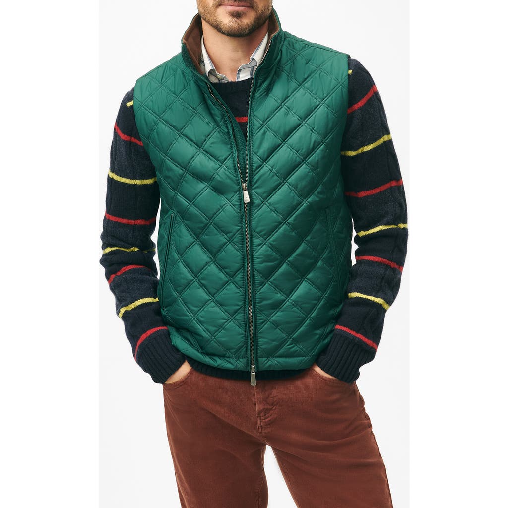 Brooks Brothers Paddock Diamond Quilted Vest In Dark Green
