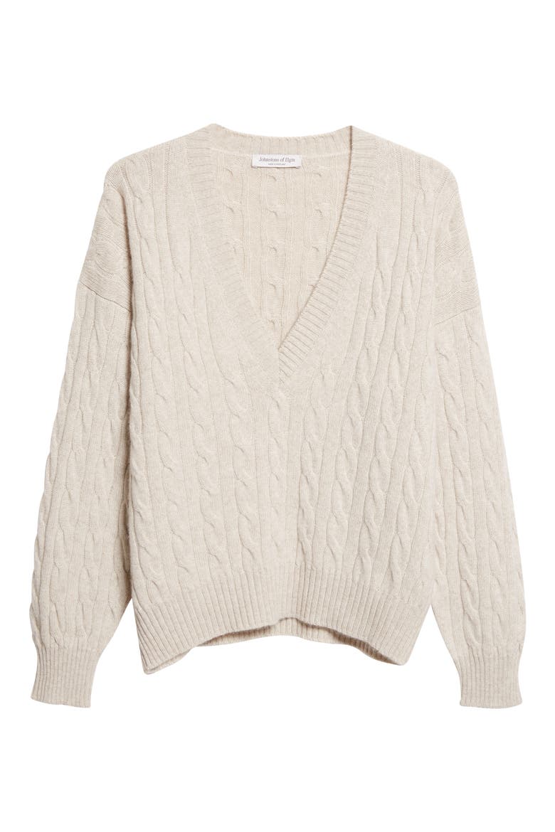 Kylesku Cable Knit Casmere Sweater, Alternate, color, WHITE SAND