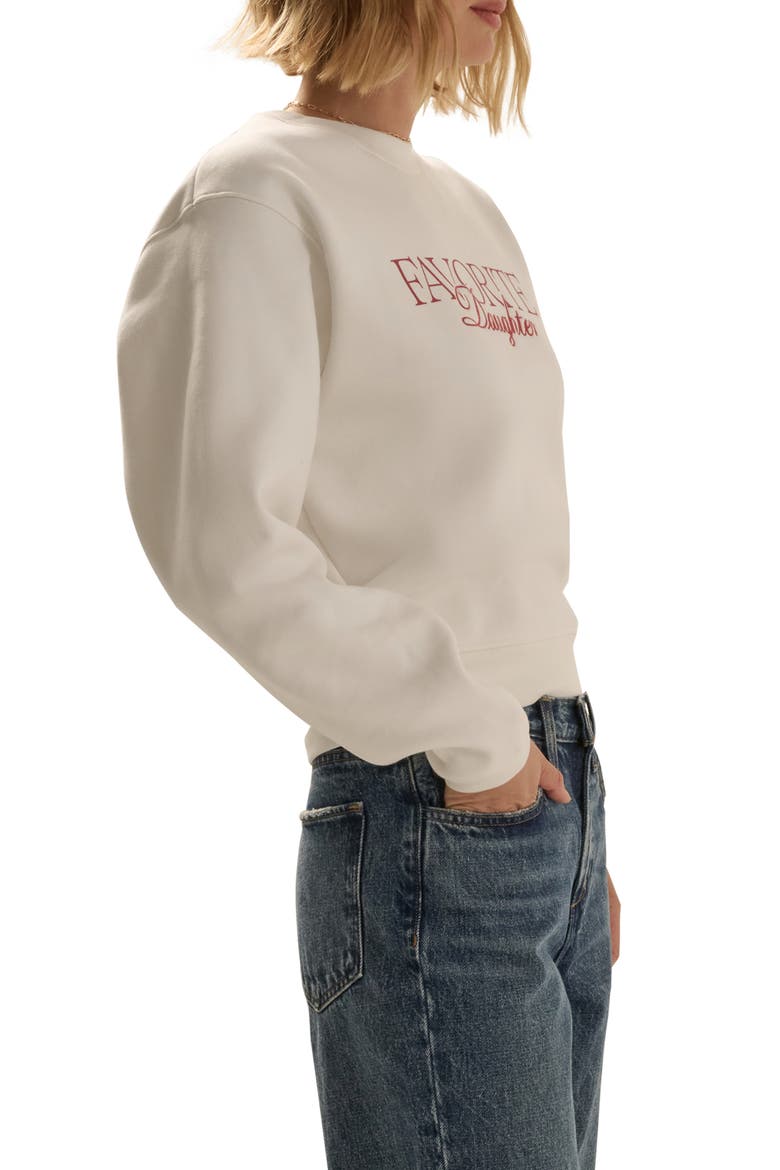 The Ritzy Embroidered Cotton Blend Crop Sweatshirt, Alternate, color, SUGAR/ TRUE RED