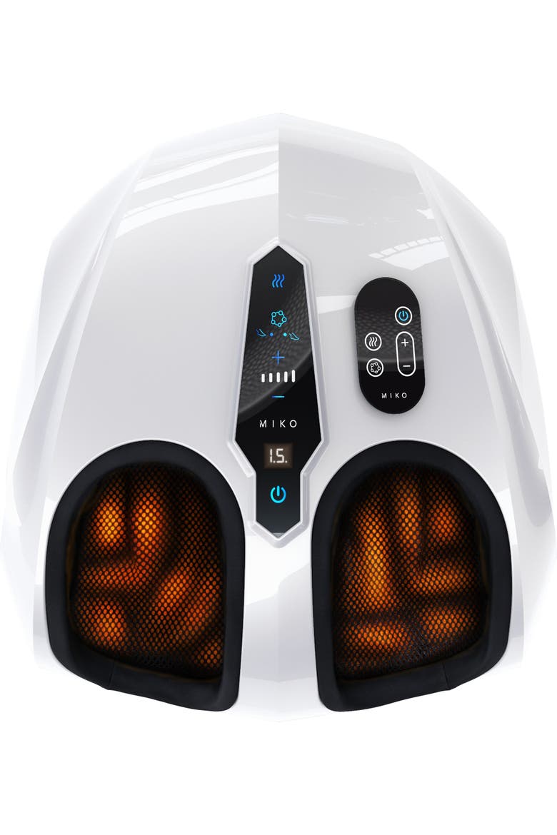 Shiatsu Foot Massager with Heat, LCD Display, Main, color, White