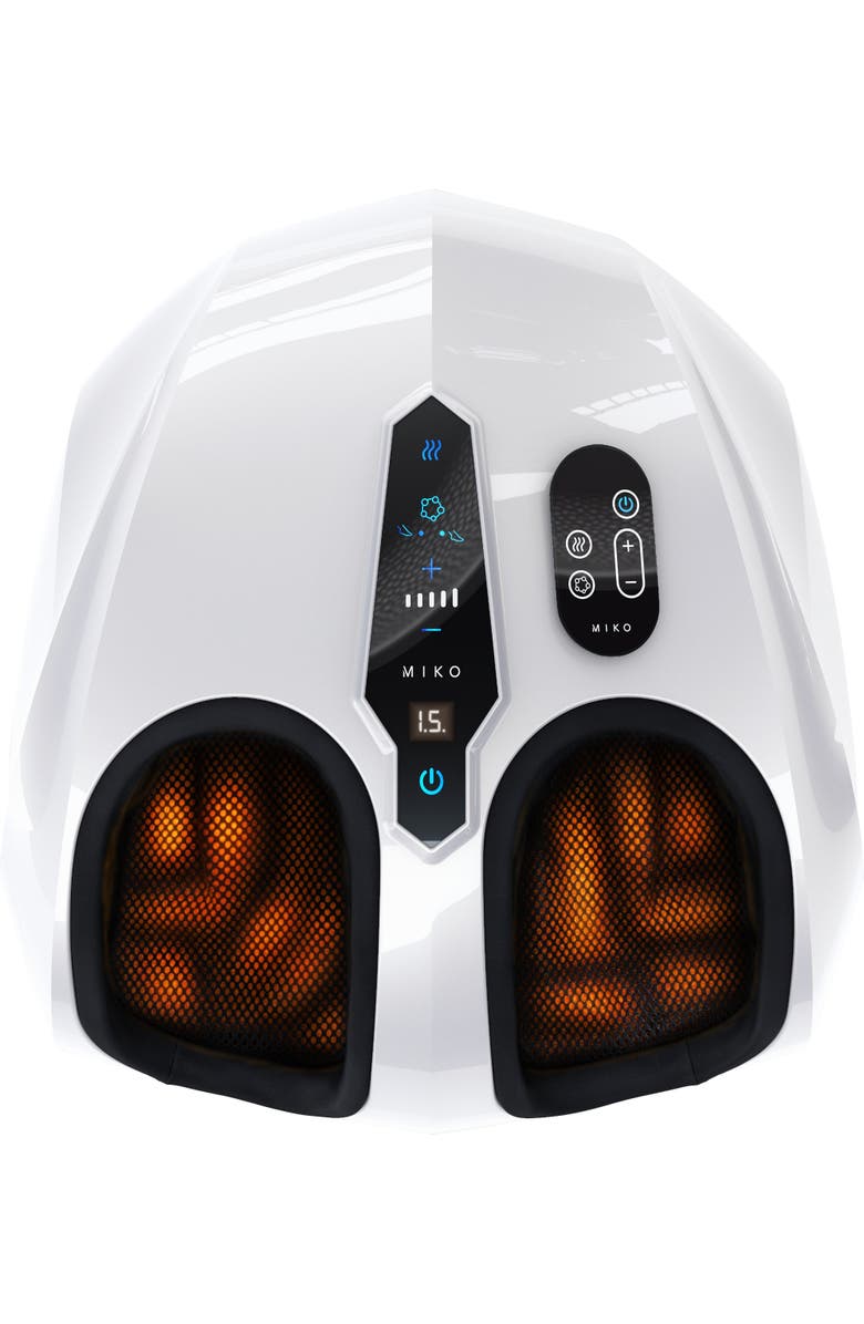 MIKO Shiatsu Foot Massager with Heat, LCD Display, Main, color, White