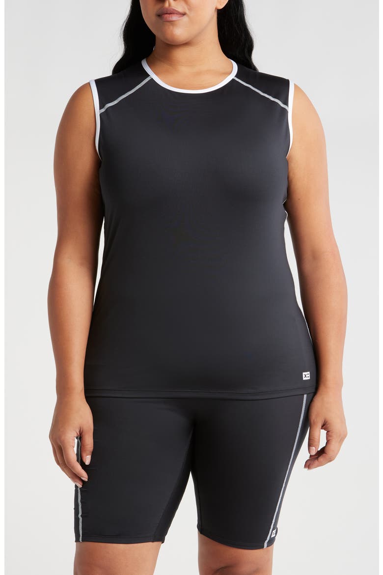 Swim Tank Top, Main, color, BLACK NOVELTY