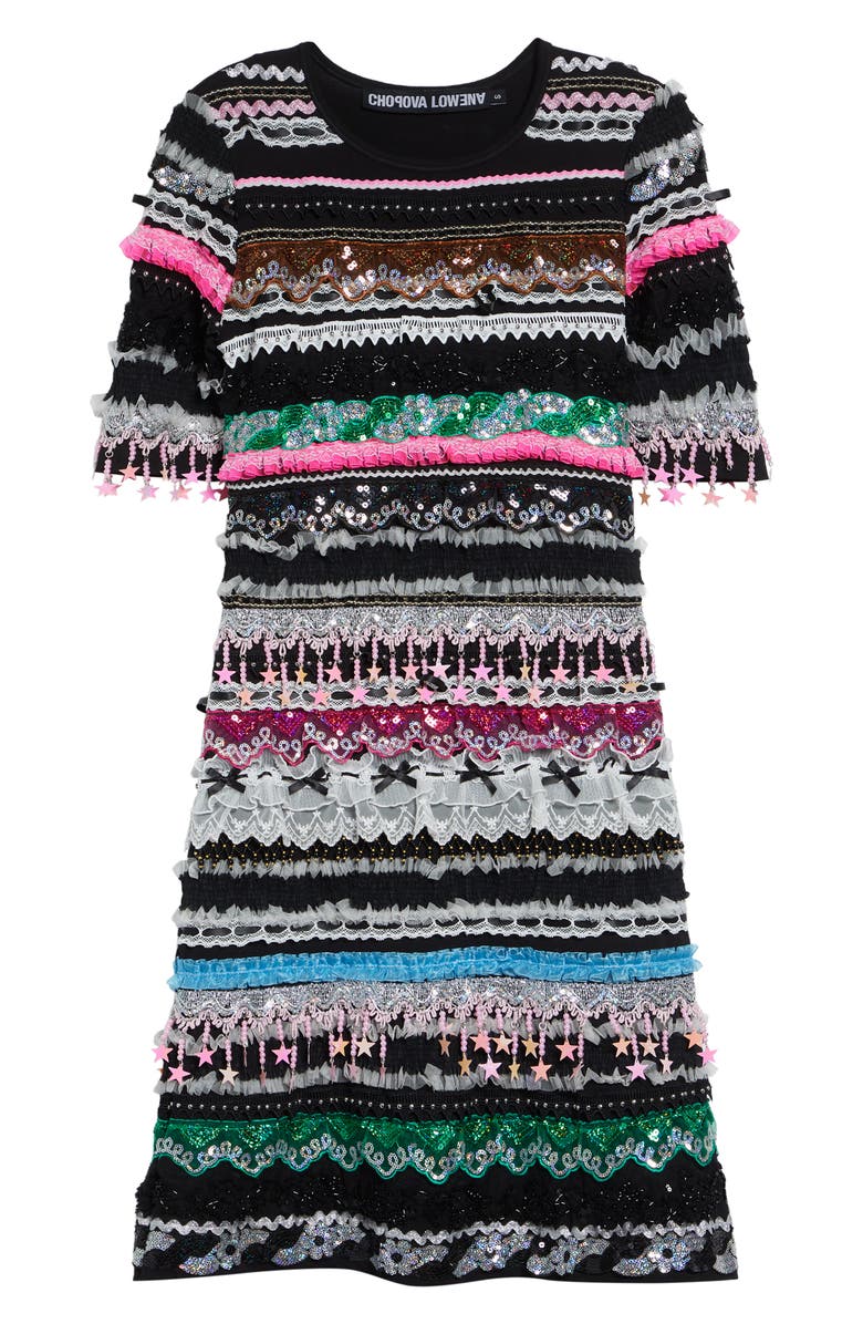 Chopova Lowena Starbrites Embellished Jersey Dress, Alternate, color, Black Multi