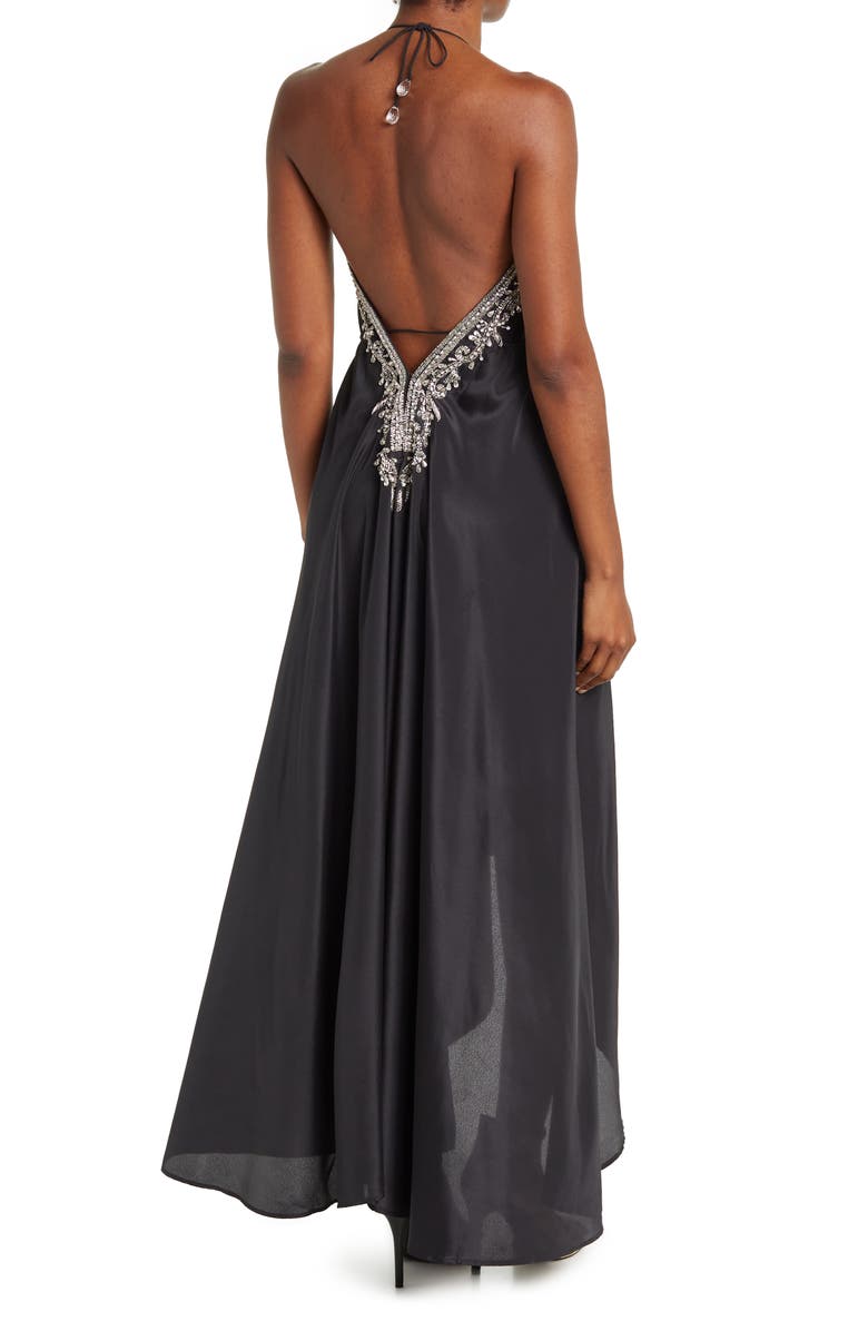 RANEES Embellished Halter Maxi Dress, Alternate, color, Black