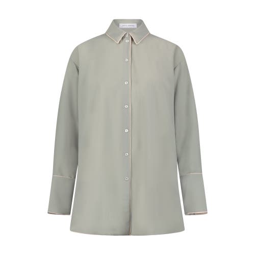 Marina Moscone Alex Shirt With Piping In Seafoam
