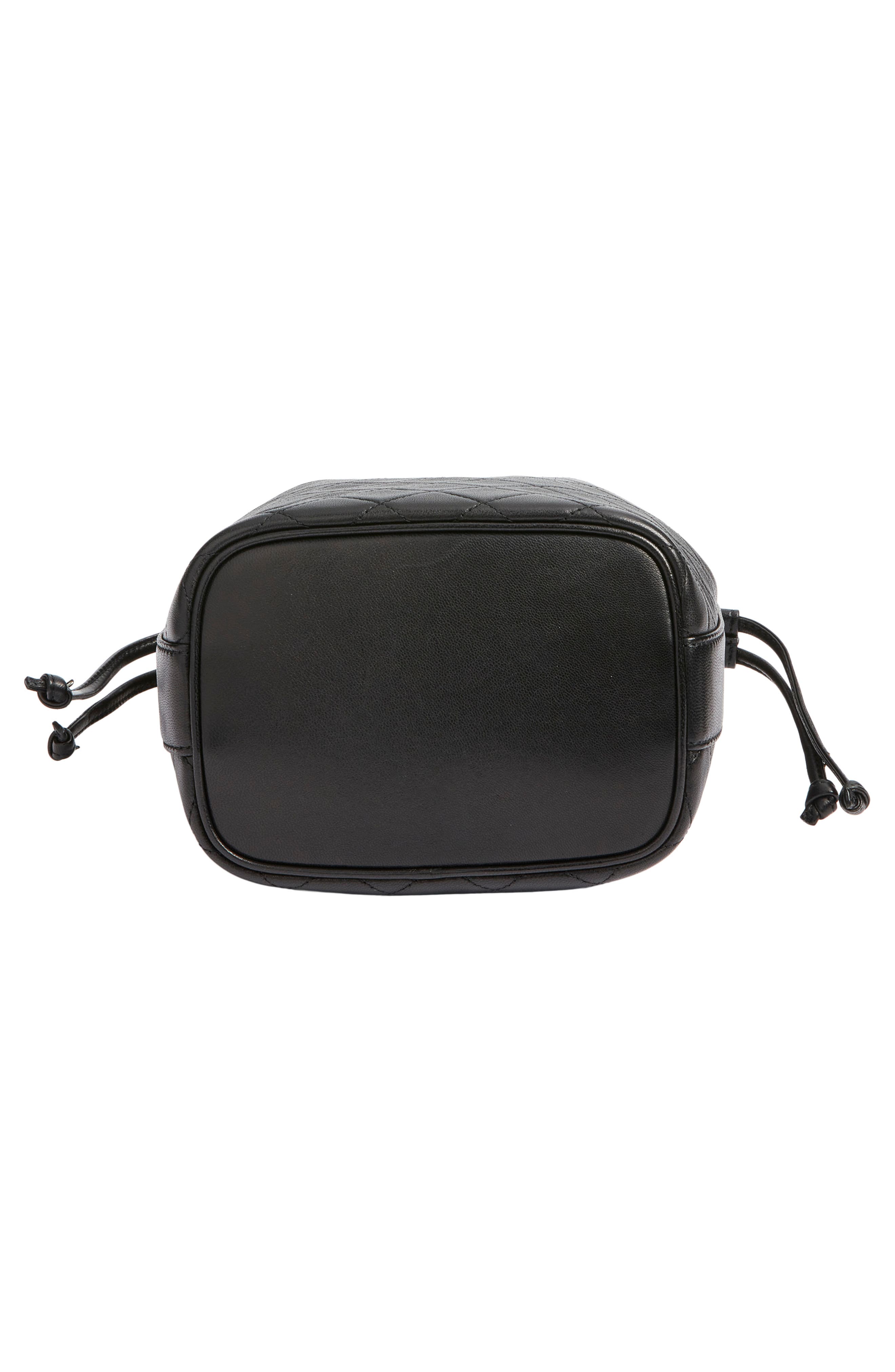 Saint Laurent Cassandre Quilted Leather Bucket Bag, Alternate, color, Noir