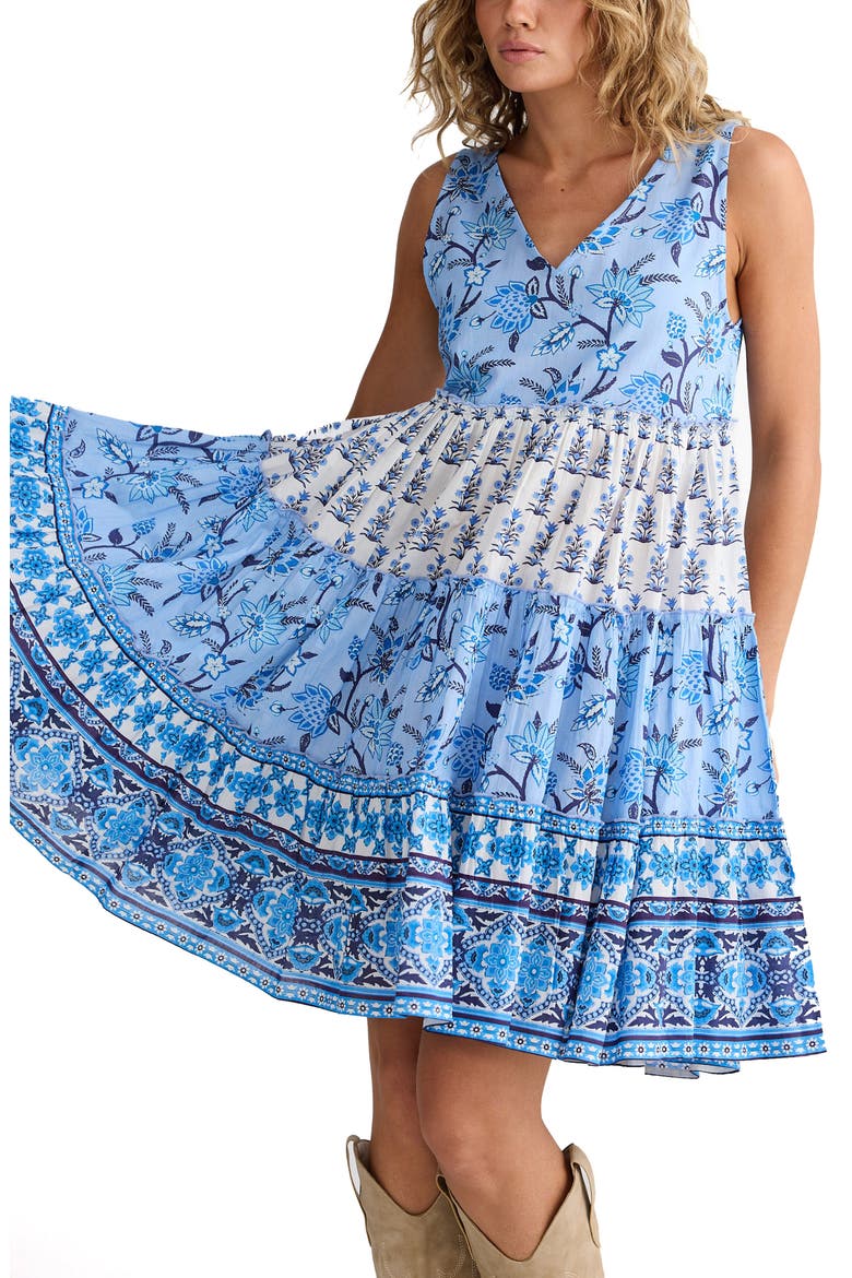 Lucky Charm Mixed Print Tiered Cotton Dress, Alternate, color, BLUEBERRY FIELDS