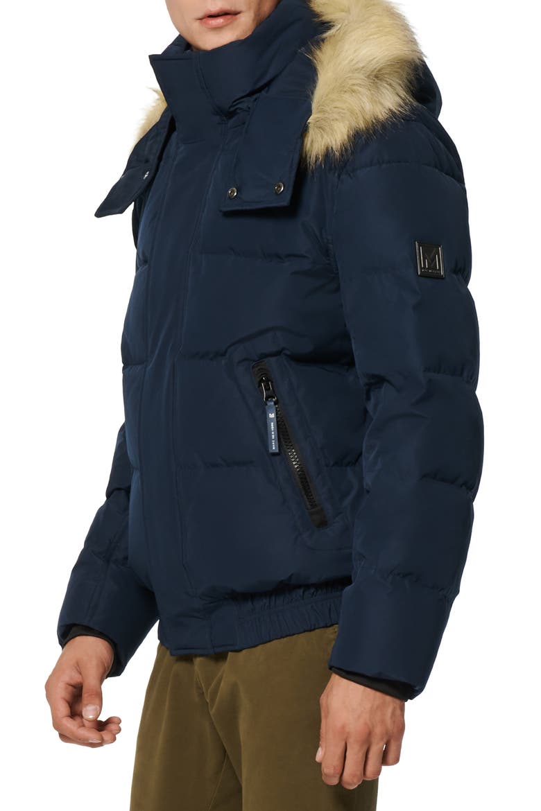 Umbra Faux Fur Trim Quilted Jacket, Alternate, color, INK