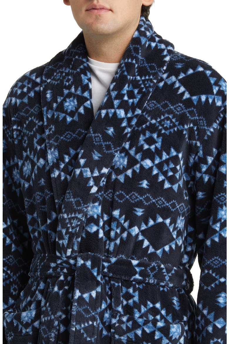 Geo Pattern Shawl Collar Robe, Alternate, color, BLUE