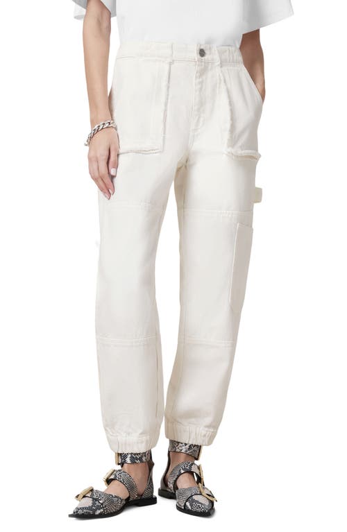 Allsaints Mila Frayed Trim Twill Cargo Pants In Off White