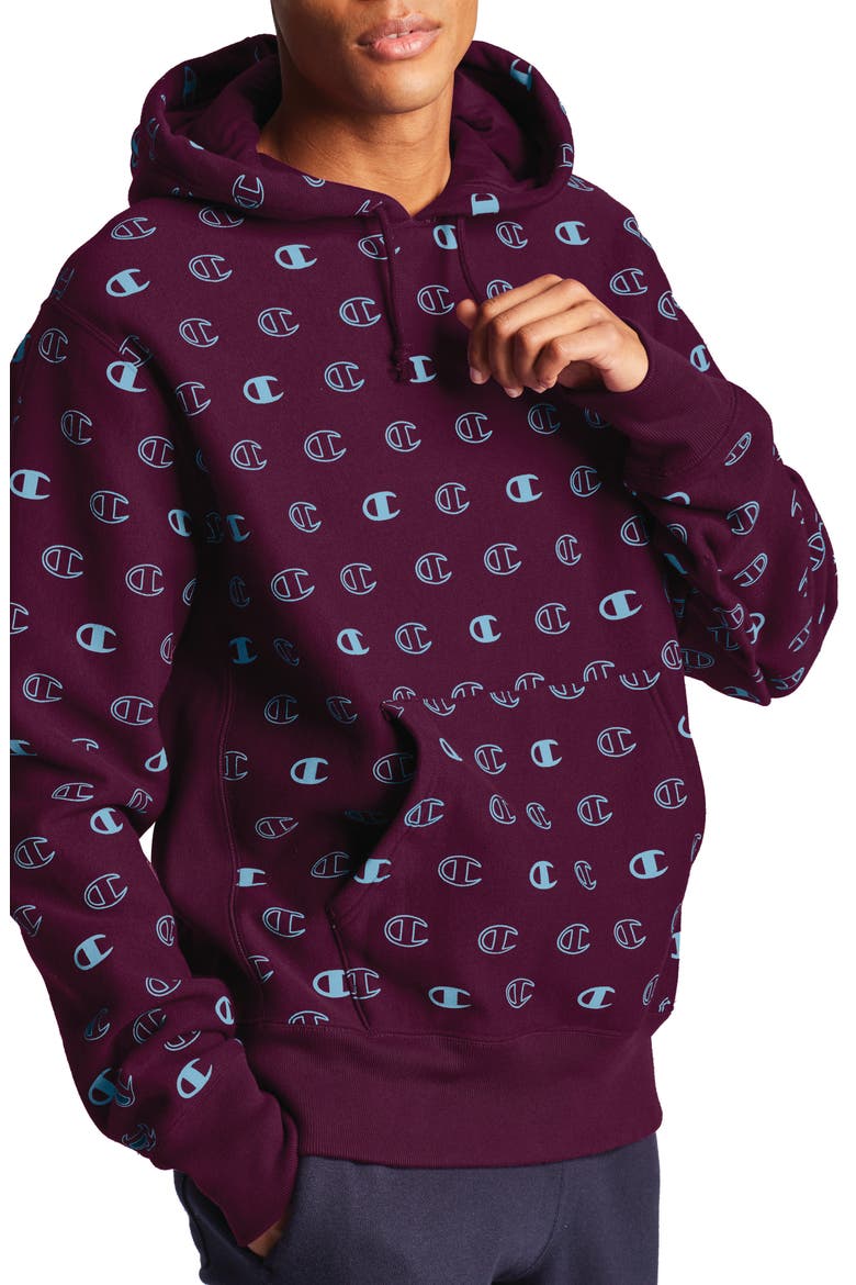 Logo Print Hooded Sweatshirt, Main, color, C LOGO SPACED VENETIAN PURPLE