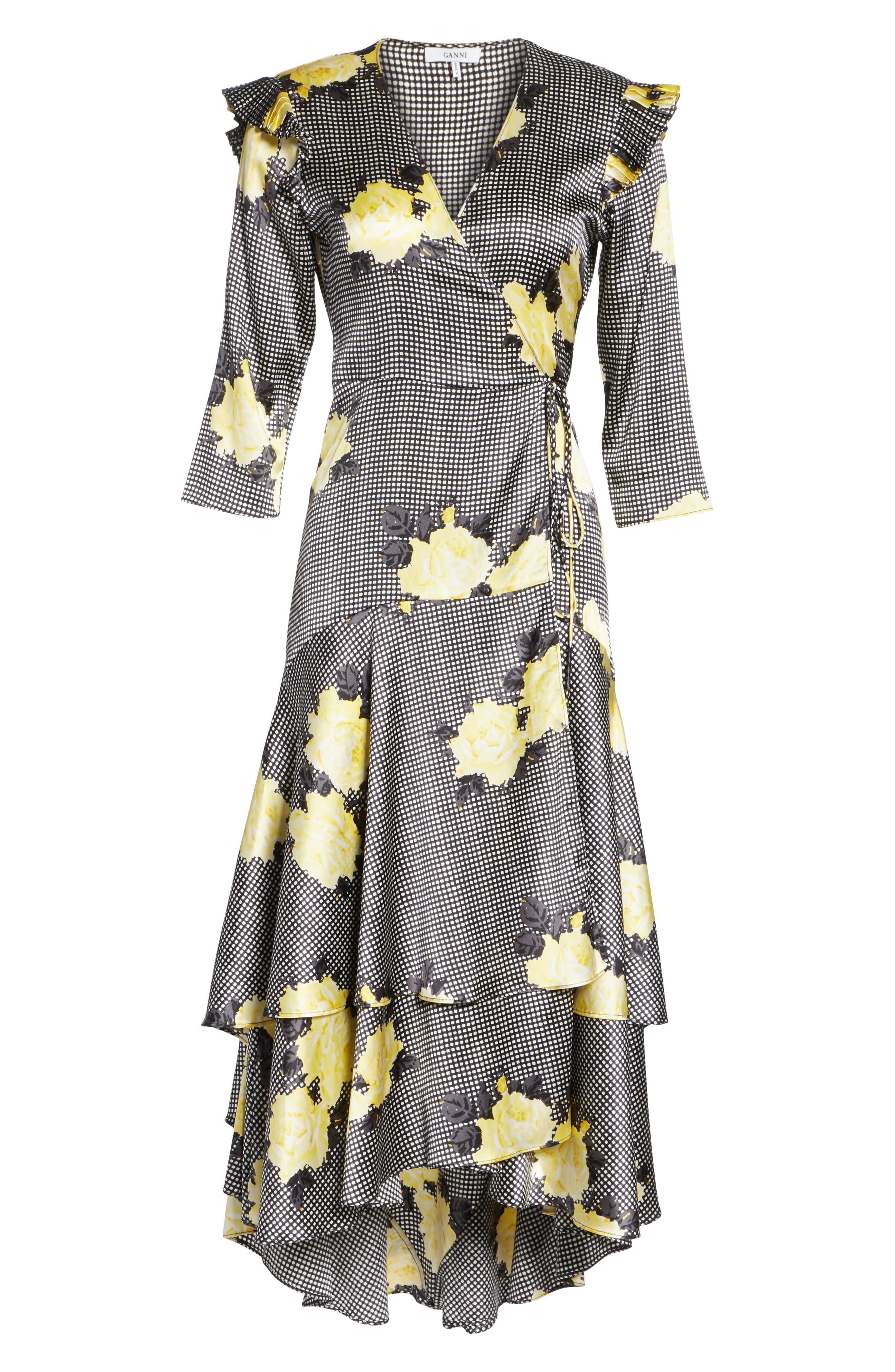 Ganni Calla Floral Silk Wrap Dress (Women) | Nordstrom