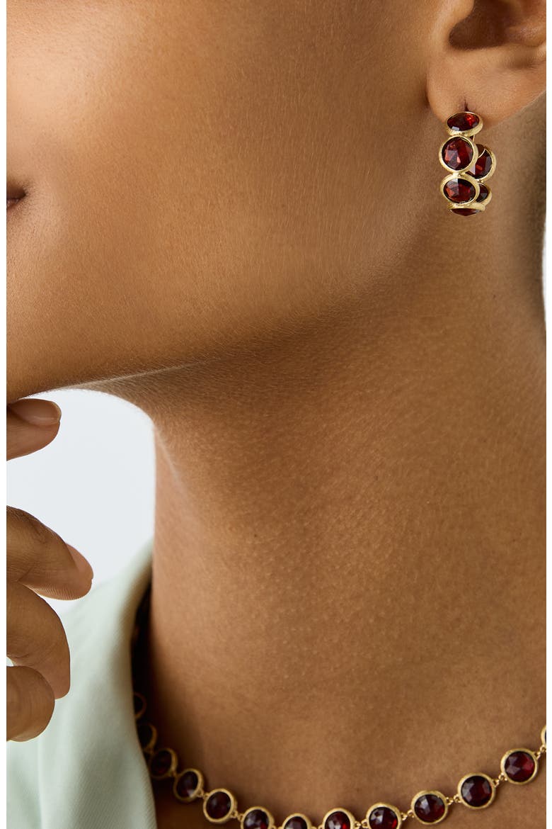 Jaipur Color 18k Gold Garnet Hoop Earrings, Alternate, color, GOLD
