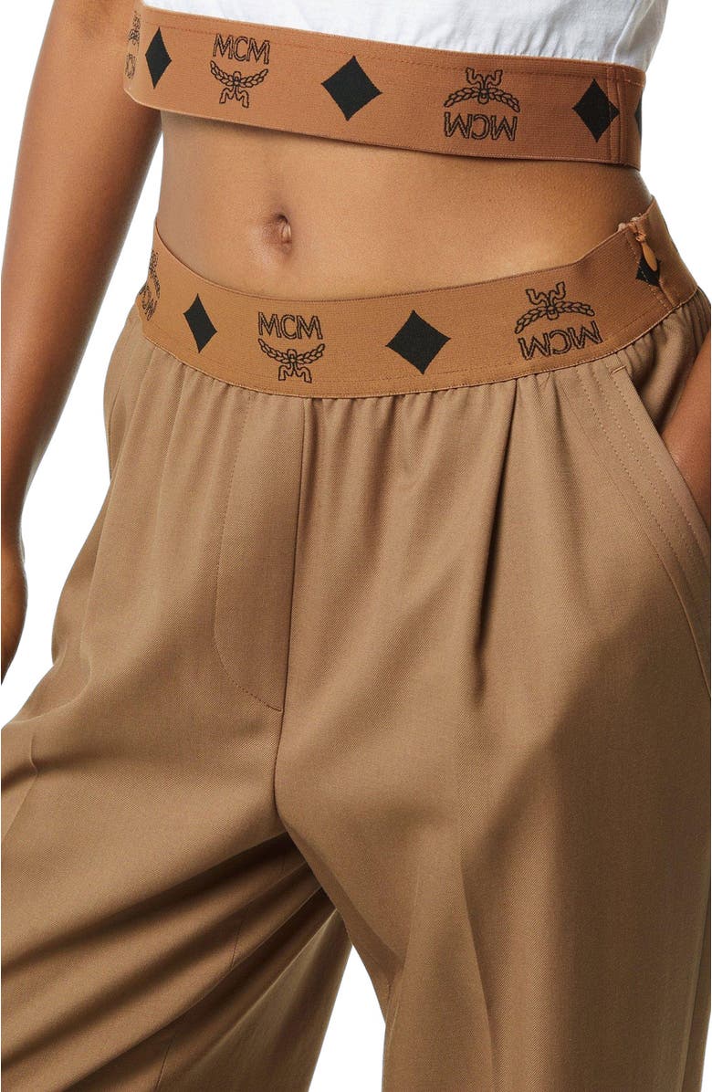 MCM Monogram Pants in Wool Twill, Alternate, color, Light Brown