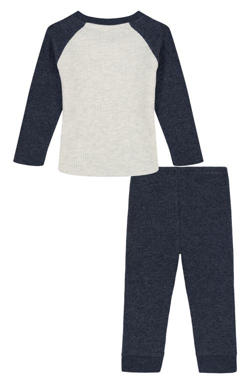 Tommy Hilfiger Ribbed Thermal Shirt & Joggers Set In Blue