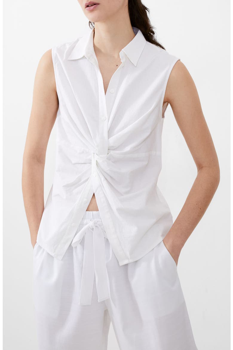 Twist Front Linen Blend Sleeveless Top, Main, color, SUMMER WHITE