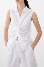French Connection Twist Front Linen Blend Sleeveless Top