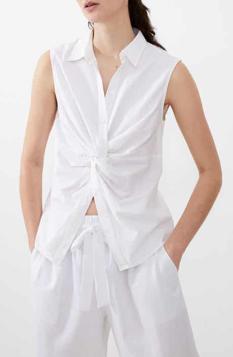 French Connection Twist Front Linen Blend Sleeveless Top