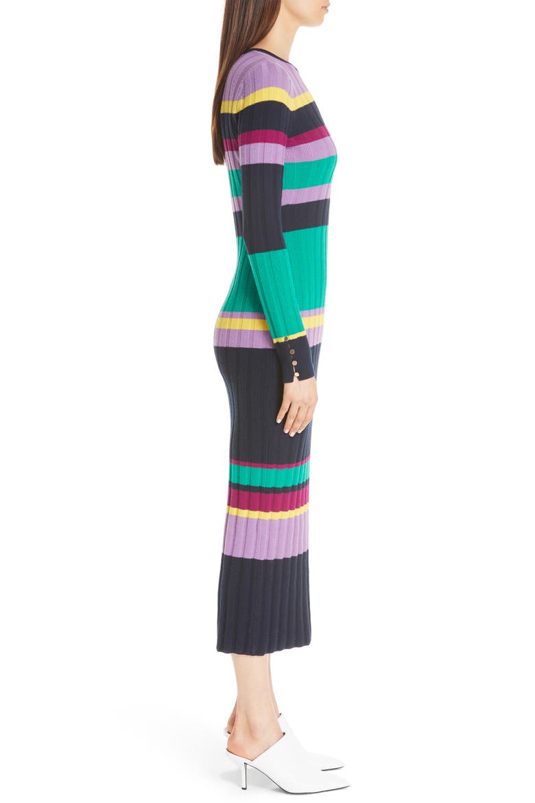 Ribbed Stripe Wool Blend Sweater Dress, Alternate, color, NAVY MULTI