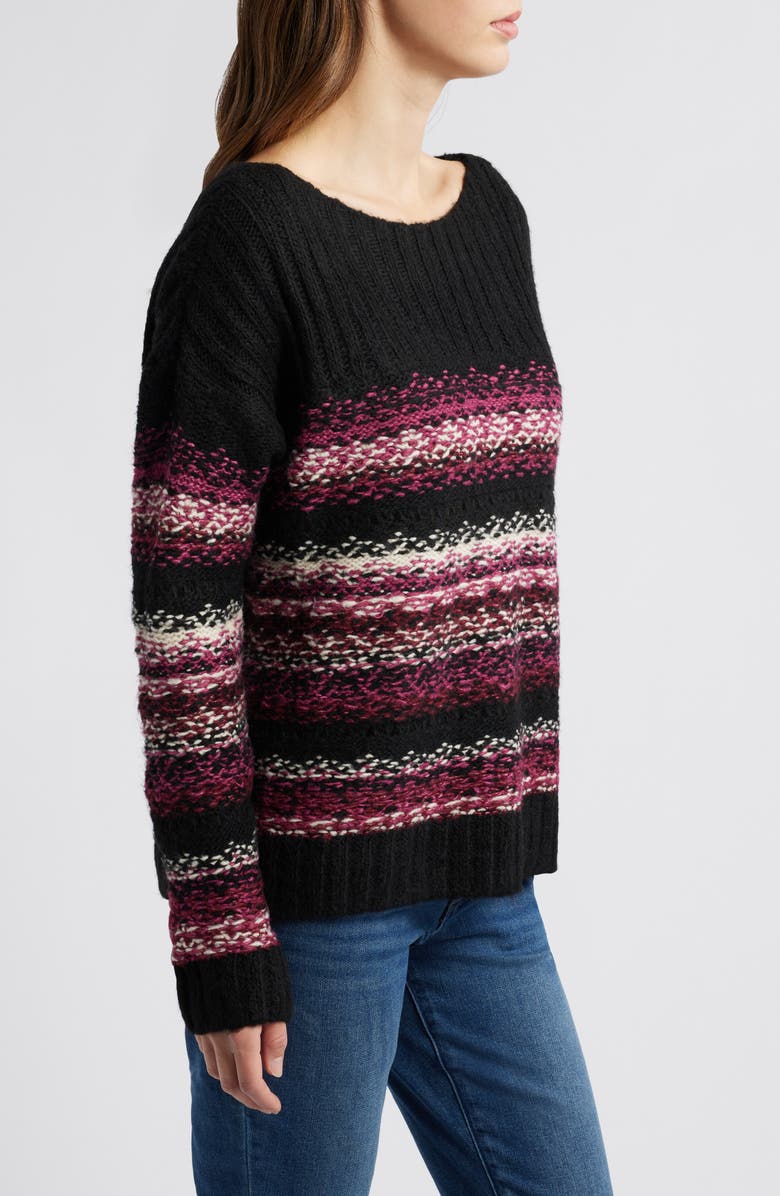 Lucky Brand Fair Isle Boat Neck Sweater, Alternate, color, 