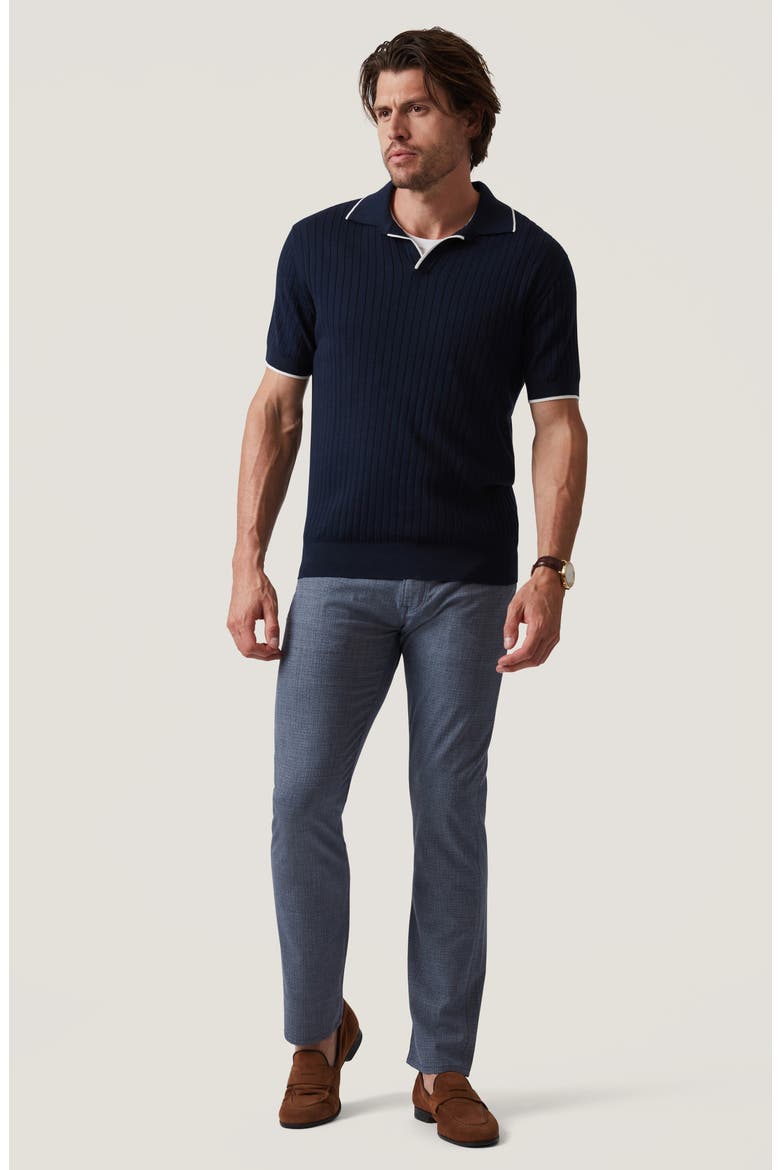 Rib Short Sleeve Polo Sweater, Alternate, color, NAVY