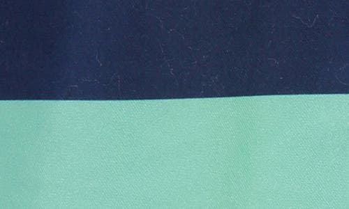 Snapper Rock Stripe Volley Swim Trunks In Blue/mint/navy
