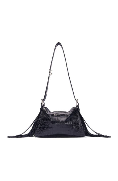 Maje Miss M Mini Embossed Leather Bag In Black