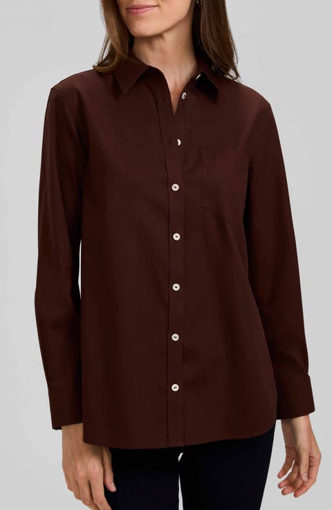 Non-Iron Boyfriend Button-Up Shirt