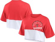 FANATICS Women's Fanatics Branded Red/White Texas Tech Red Raiders Oversized Badge Colorblock Cropped T-Shirt
