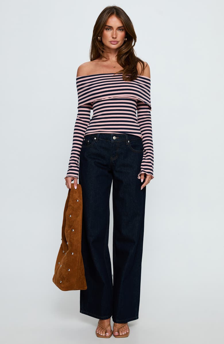 Princess Polly Janicia Stripe Off the Shoulder Knit Top, Alternate, color, Pink Stripe