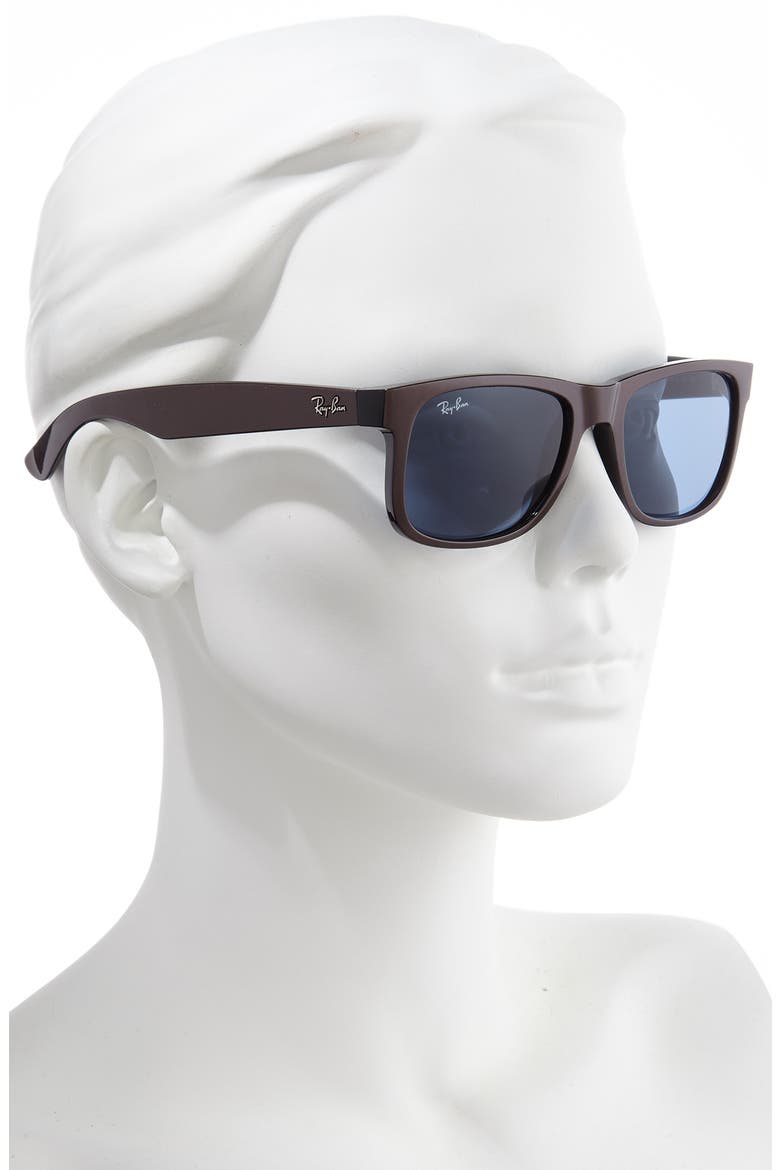 Justin 51mm Flat Top Sunglasses, Alternate, color, BROWN/ DARK BLUE SOLID