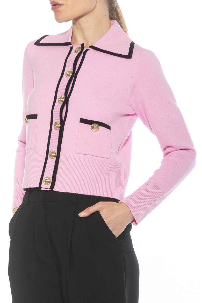 Mari Tipped Sweater Jacket, Alternate, color, PINK