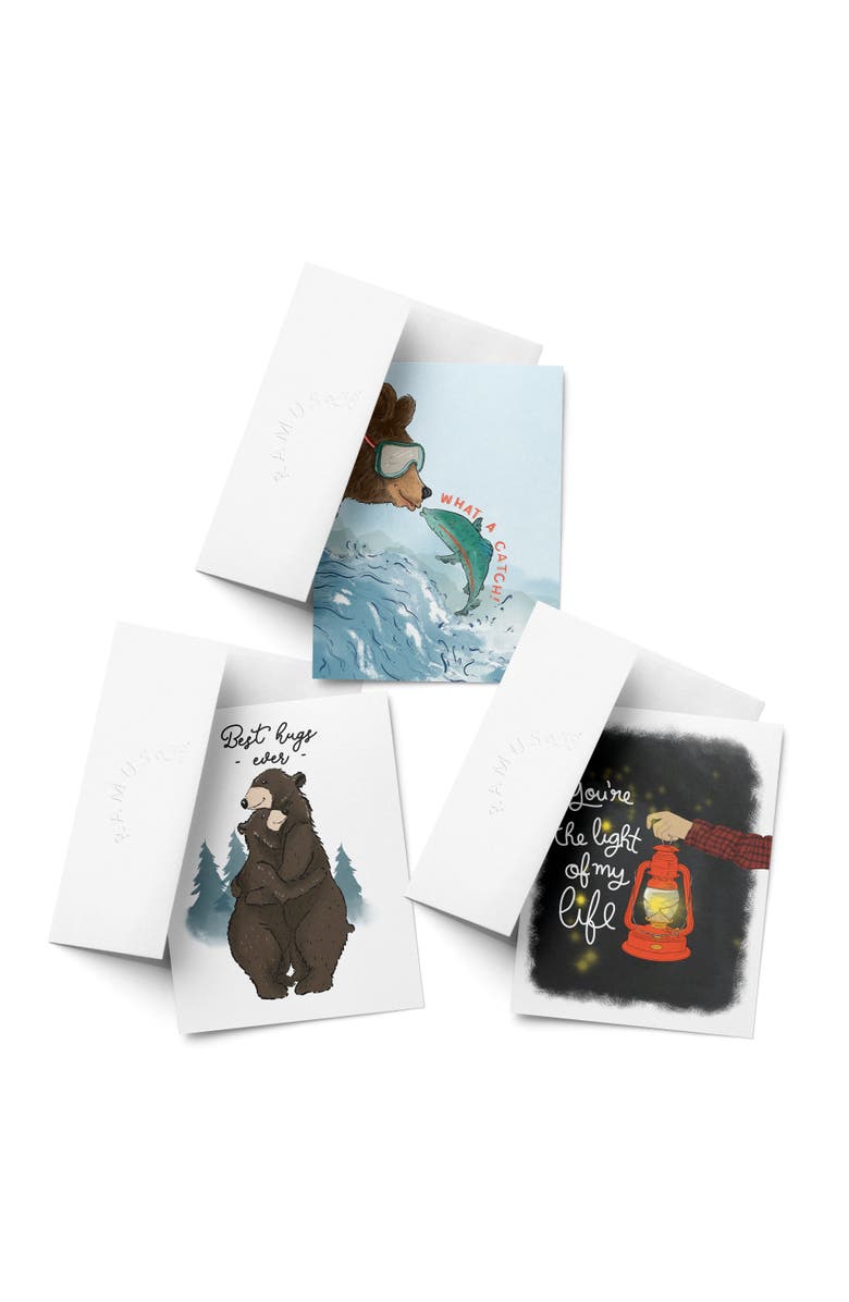 Ramus & Co Love/Valentine's Assorted Greeting Card Pack (3ct) "Perfect Catch, Best Hugs Ever, Light Of My Life", Main, color, Multi-Pack
