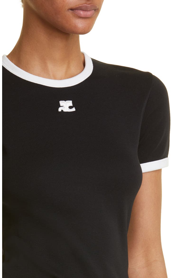 Bumpy Embroidered Logo Cotton T-Shirt, Alternate, color, BLACK/HERITAGE WHITE
