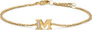 David Yurman Petite Pavé Initial Chain Bracelet in 18K Yellow Gold with Diamonds