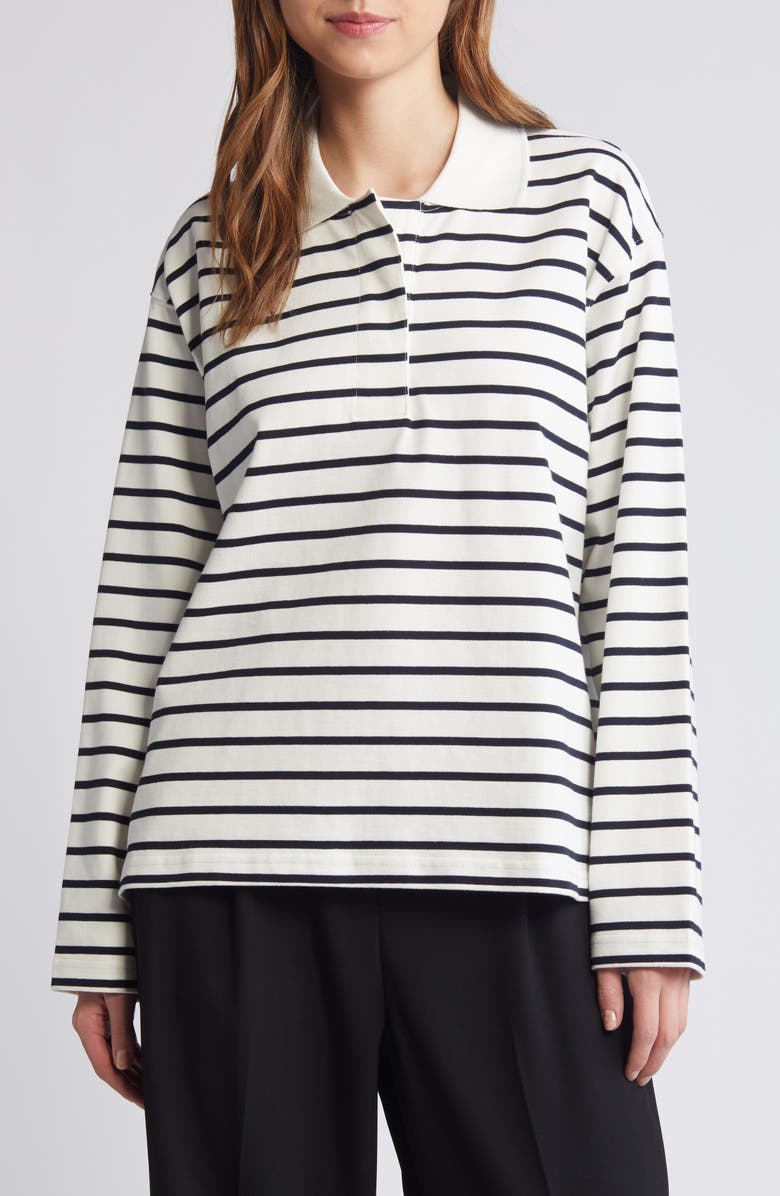 COS Stripe Long Sleeve Oversize Polo, Main, color, 