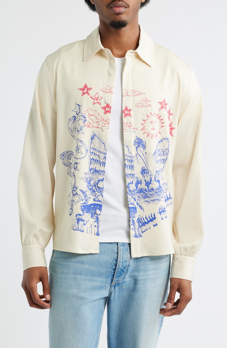 JUNGLES Magic Scribbles Button-Up Shirt, Main, color, Off White