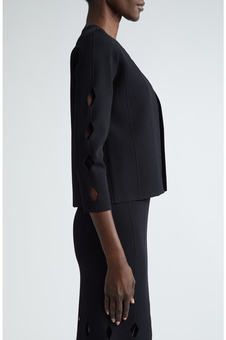 Milano Knit Cutout Sleeve Cardigan, Alternate, color, BLACK