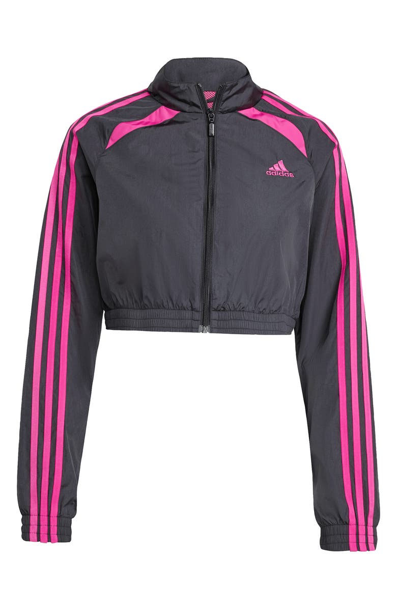 adidas Originals Team Geist Crop Jacket, Alternate, color, Black/ Semi Lucid Fuchsia