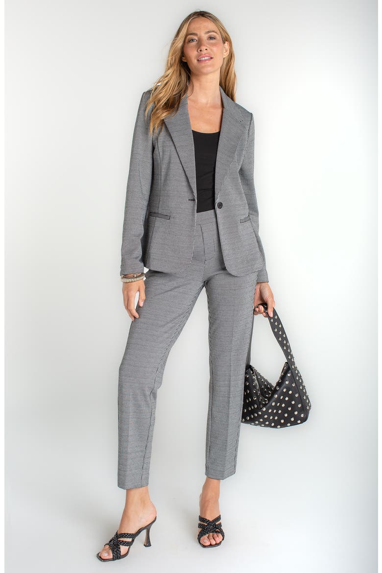 Check One-Button Blazer, Alternate, color, BLACK/WHITE MINI CHECK