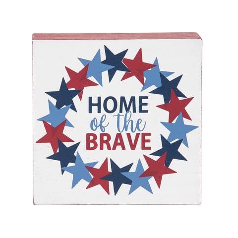 "Home of the Brave" Decorative Shelf Block Figurine 4.75"