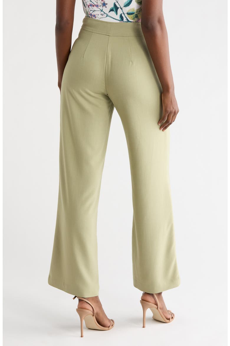 Pleated Front Wide Leg Pants, Alternate, color, SPRING OLIVE