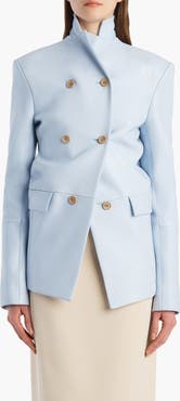 Khaite Rolo Double Breasted Lambskin Leather Jacket